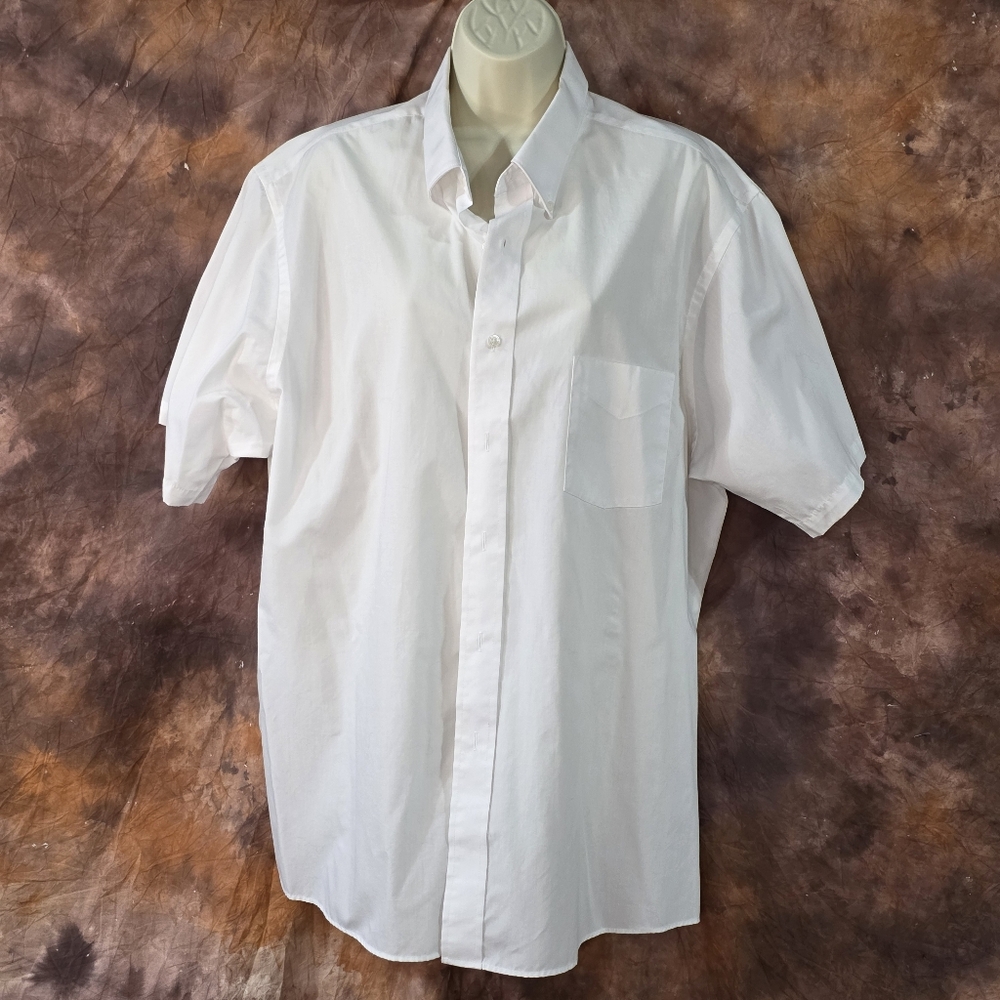 Van Heusen Mens Dress Shirt Short Or Half Sleeve White 17.5